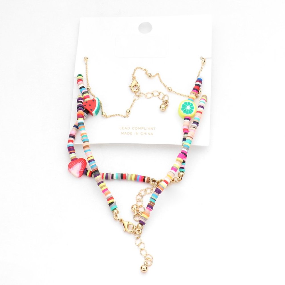 3pc Assorted Fruit Charm Anklets - image 2